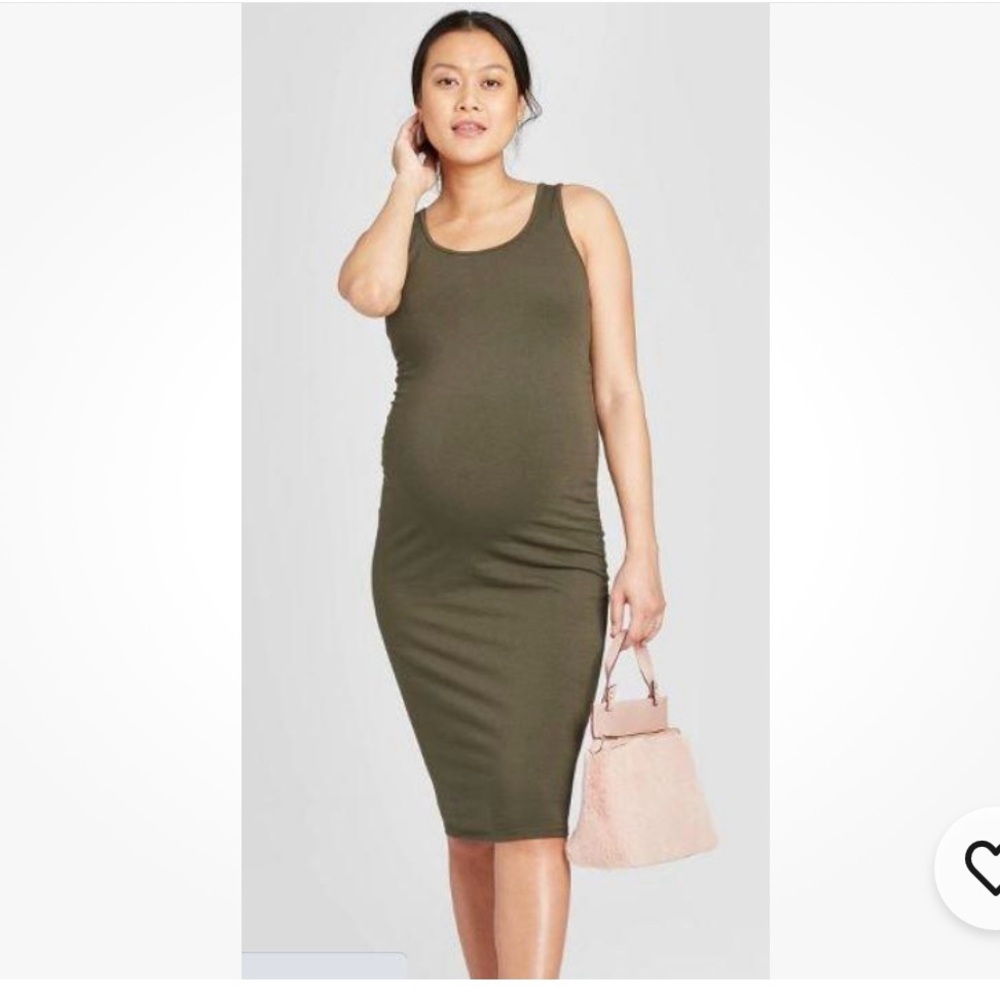 Isabel Maternity by Ingrid & Isabel Maternity Shirred Tank Dress Olive Green